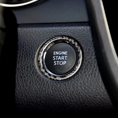 Carbon Fiber Car Interior Accessories Engine Start Stop Key Ignition Ring Cover Trim for Toyota Camry XV70 2018-2022 in Saudi Arabia