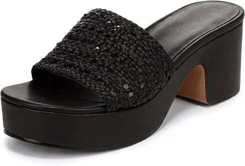 صنادل منصة للنساء منسوجة مريحة سهلة الارتداء، صنادل دائرية مفتوحة من الأمام وكعب سميك للصيف وحفلات الزفاف على الشاطئ in Kuwait