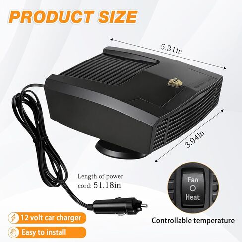 Car Heater - 2 in 1 Heating & Cooling Fast Heating Portable Heater for Car Plug into Cigarette Lighter for Car RV SUV(Brown) in Kuwait