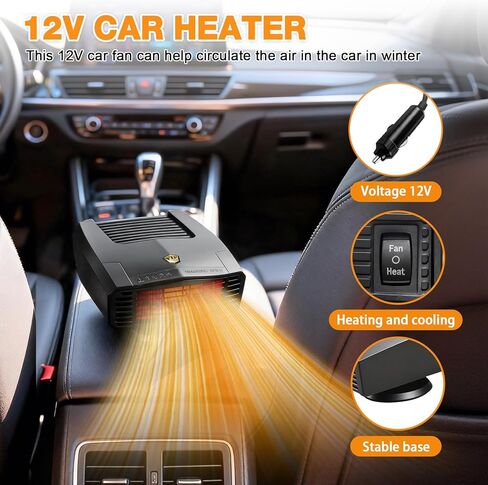 Car Heater - 2 in 1 Heating & Cooling Fast Heating Portable Heater for Car Plug into Cigarette Lighter for Car RV SUV(Brown) in Kuwait