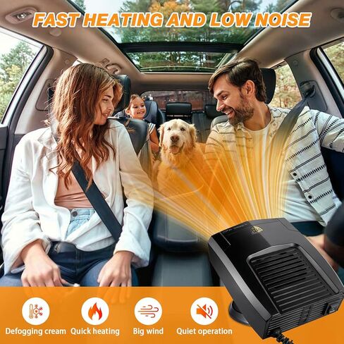 Car Heater - 2 in 1 Heating & Cooling Fast Heating Portable Heater for Car Plug into Cigarette Lighter for Car RV SUV(Brown) in Kuwait