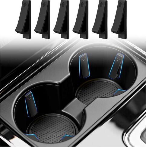 6PCS Car Cup Holder Insert Silicone,Anti-Shake Curve Car Coasters Cupholder Stabilizer for Holding Cups/Bottles,Universal Self-Adhesive Cupholder Insert for Cars/SUVs/Trucks in Saudi Arabia