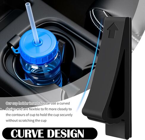 6PCS Car Cup Holder Insert Silicone,Anti-Shake Curve Car Coasters Cupholder Stabilizer for Holding Cups/Bottles,Universal Self-Adhesive Cupholder Insert for Cars/SUVs/Trucks in Saudi Arabia