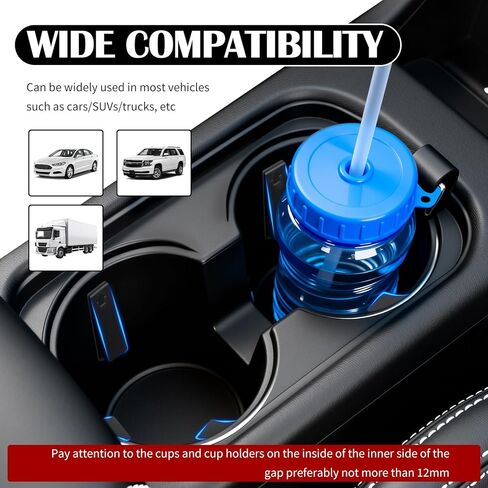 6PCS Car Cup Holder Insert Silicone,Anti-Shake Curve Car Coasters Cupholder Stabilizer for Holding Cups/Bottles,Universal Self-Adhesive Cupholder Insert for Cars/SUVs/Trucks in Saudi Arabia