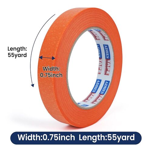 Adhes Orange Masking Tape,6 Rolls x 0.7‘’ x 55yds, Clean Removal Painter's Tape for Automotive, Home, Wall, and Trim Use in Saudi Arabia