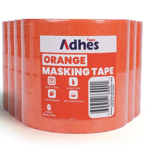 شريط لاصق برتقالي لاصق، 6 لفات × 0.7 بوصة × 55 ياردة، شريط رسام قابل للإزالة نظيف للسيارات والمنزل والجدار والزخرفة in Kuwait