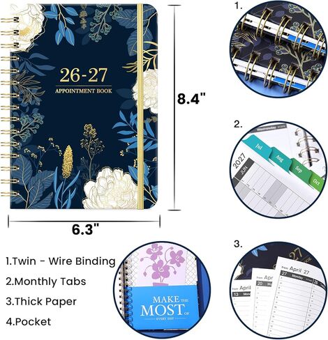 2024-2025 Weekly Appointment Book/Planner - July 2024 - June 2025, Planner 2024-2025 Daily Weekly and Monthly, 6.3" x 8.5", Half Hour Interval, Monthly Tabs, Strong Binding, Pocket, Thick Paper in Kuwait