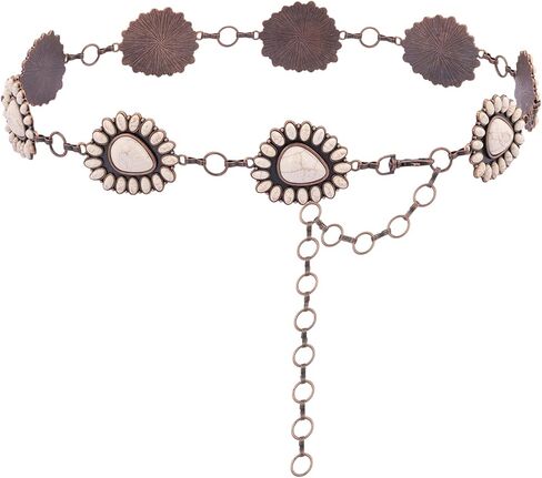 Rustic Couture's Womens Western Cowgirl Chain Belt Rustic Concho Metal Waist Belts in Kuwait