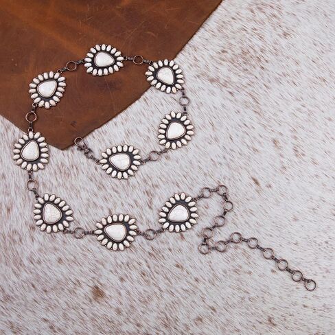 Rustic Couture's Womens Western Cowgirl Chain Belt Rustic Concho Metal Waist Belts in Kuwait