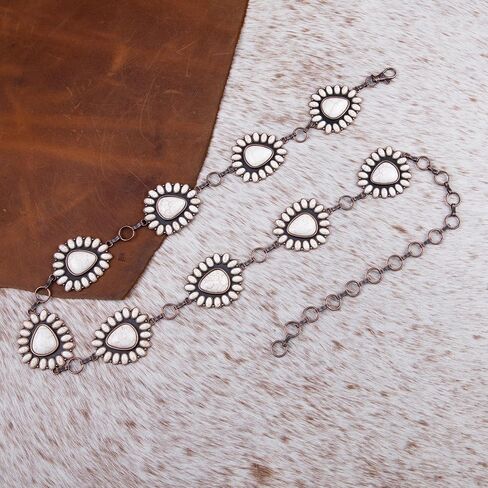 Rustic Couture's Womens Western Cowgirl Chain Belt Rustic Concho Metal Waist Belts in Kuwait