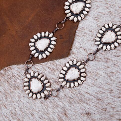 Rustic Couture's Womens Western Cowgirl Chain Belt Rustic Concho Metal Waist Belts in Kuwait