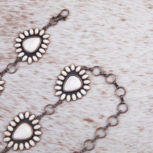 Rustic Couture's Womens Western Cowgirl Chain Belt Rustic Concho Metal Waist Belts in Kuwait