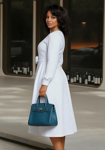 Geulis Women's Long Sleeve Cocktail Dresses 2026 Elegant A Line Flowy Midi Church Dresses Wedding Guest Party Dress in Saudi Arabia