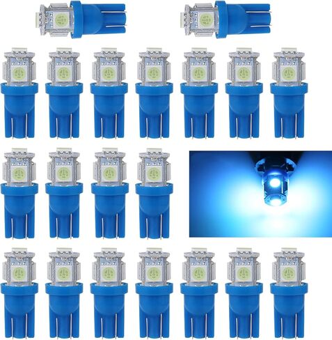 20 قطعة 194 لمبة إضاءة LED، 5050 5SMD DC 12V 6000K T10 لمبة إضاءة إسفين، مصابيح بديلة لـ 158 168 193 198 2825 W5W سيارة داخلية خريطة قبة باب صندوق السيارة (أحمر) in Saudi Arabia