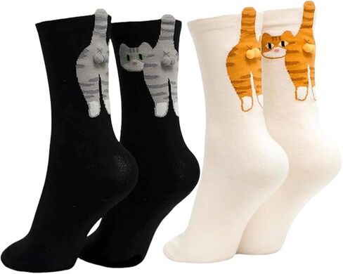 Cute Cat Socks for Women Novelty Funny Cat Cotton Crew Socks with Balls - Top Birthday Gifts for Mom Girls Friend in Saudi Arabia