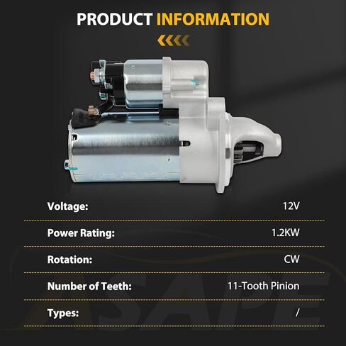 ASAPE 6967 Starter Fits for Hyundai for Elantra 1.8L 2011 2012 2013 2014 Replacement New Starter Motor 36100-2E500 8000372 8000499 140-6006 140-6006A 6967S 1.2kW 12 Volt CW 11-Tooth Pinion in Saudi Arabia