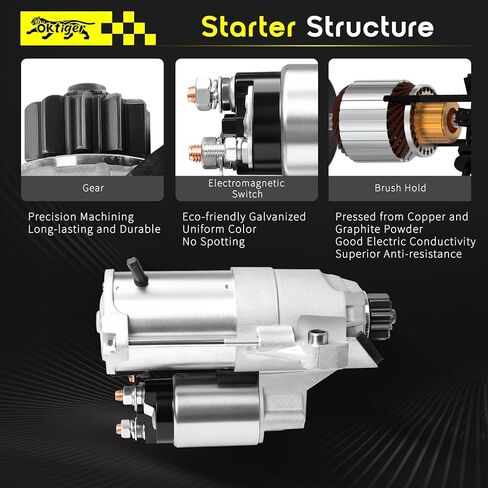 Oktiger New Starter Motor Fit for Ford Explorer 11-19, Edge 07-18, Flex 09-19, Taurus 08-19,for Lincoln MKZ 13-16, MKX 07-18, MKS 09-16, MKT 10-19, 3.5L 3.7L, 12V 1.4KW 10T CCW,OE:8G1Z-11002-B 6692N in Kuwait