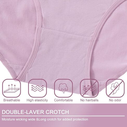 Women's High Waist Cotton Comfortable Briefs Mix Color 6-Piece Plus Size Four Season Underwear Solid Color Series Set in Saudi Arabia