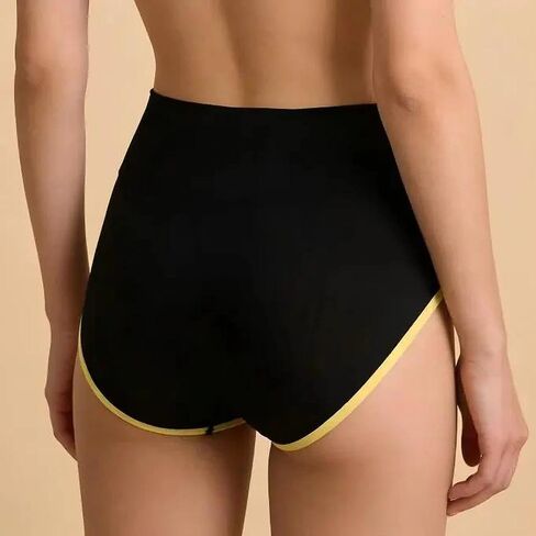 4-Piece Plus Size High-Waist Seamless Briefs Set with Neon Color Trim and Soft Stretch Fabric, Comfortable for Daily Wear in Saudi Arabia