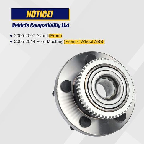 KUSATEC 513221 محمل العجلة الأمامية ومجموعة المحور متوافقة مع 2005-2007 Avanti، 2005-2014 Ford Mustang، 5 براغي العروة مع ABS in Saudi Arabia