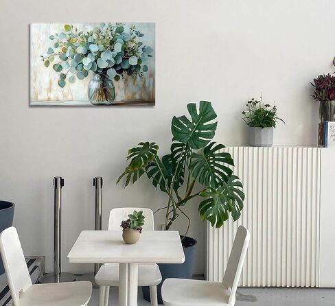 Eucalyptus Flower Vase Canvas Wall Art Sage Green Canvas With Plants Wall Decor Farmhouse Vintage Green Plants Poster Print Artwork for Bathroom Living room Bedroom Home Decoration in Saudi Arabia