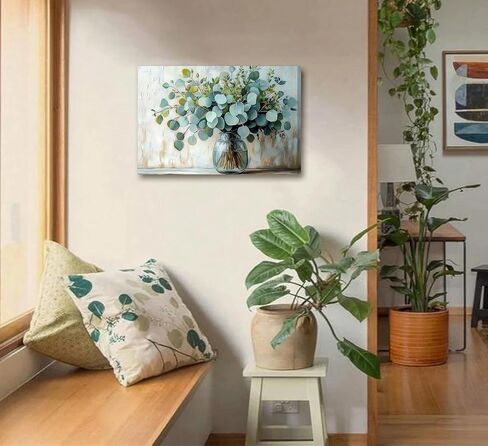 Eucalyptus Flower Vase Canvas Wall Art Sage Green Canvas With Plants Wall Decor Farmhouse Vintage Green Plants Poster Print Artwork for Bathroom Living room Bedroom Home Decoration in Saudi Arabia