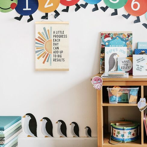 TLESKE Mental Health Inspirational Poster Hanger Frame, a Little Progress Each Day Special Education Wall Art Decor for Kids Room Classroom Therapy Counseling Office, Boho Sun Prints Picture, 12x16 in Kuwait