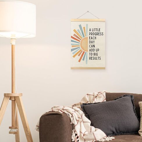 TLESKE Mental Health Inspirational Poster Hanger Frame, a Little Progress Each Day Special Education Wall Art Decor for Kids Room Classroom Therapy Counseling Office, Boho Sun Prints Picture, 12x16 in Kuwait
