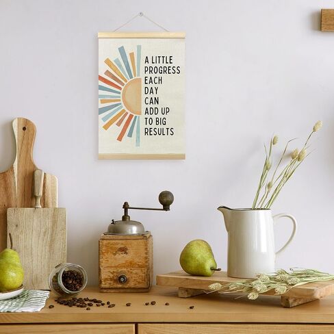 TLESKE Mental Health Inspirational Poster Hanger Frame, a Little Progress Each Day Special Education Wall Art Decor for Kids Room Classroom Therapy Counseling Office, Boho Sun Prints Picture, 12x16 in Kuwait