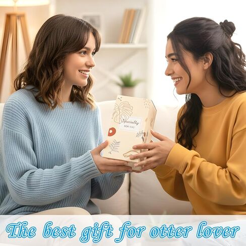 Otter Gifts for Women - 4 Pcs Sea Otters Themed Glass Mug Makeup Bag Keychain Gift Box, Christmas Birthday Holiday Festival Present for Otter Lovers Friends in Kuwait