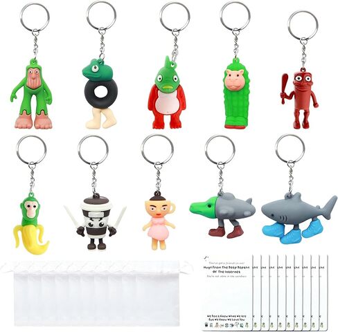 J6&H6 10 مجموعات من سلسلة المفاتيح Brainrot الإيطالية مع الأشكال - Tralalero Tralala، Tung Tung Tung Sahur، مجموعة هدايا الدعم العاطفي مع بطاقات ملهمة للأصدقاء والعائلة in Kuwait