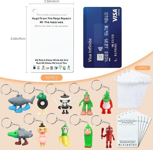 J6&H6 10 مجموعات من سلسلة المفاتيح Brainrot الإيطالية مع الأشكال - Tralalero Tralala، Tung Tung Tung Sahur، مجموعة هدايا الدعم العاطفي مع بطاقات ملهمة للأصدقاء والعائلة in Kuwait