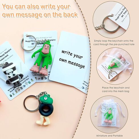 J6&H6 10 مجموعات من سلسلة المفاتيح Brainrot الإيطالية مع الأشكال - Tralalero Tralala، Tung Tung Tung Sahur، مجموعة هدايا الدعم العاطفي مع بطاقات ملهمة للأصدقاء والعائلة in Kuwait