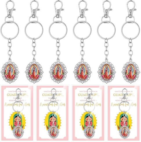 24 Sets Lady of Guadalupe Keychains and Cards Gifts Baptism Favors for Guests Religious Catholic Virgen de Guadalupe Keychain First Communion Gift Recuerdos De Bautizo Christening in Saudi Arabia