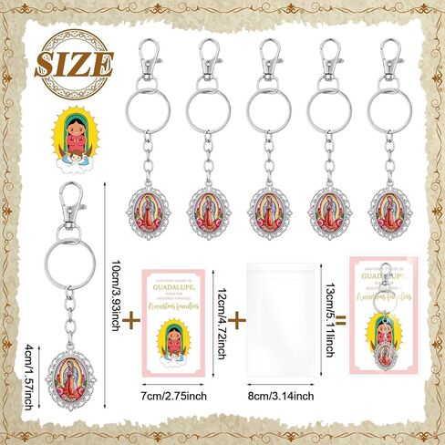 24 Sets Lady of Guadalupe Keychains and Cards Gifts Baptism Favors for Guests Religious Catholic Virgen de Guadalupe Keychain First Communion Gift Recuerdos De Bautizo Christening in Saudi Arabia