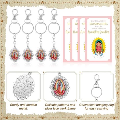 24 Sets Lady of Guadalupe Keychains and Cards Gifts Baptism Favors for Guests Religious Catholic Virgen de Guadalupe Keychain First Communion Gift Recuerdos De Bautizo Christening in Saudi Arabia