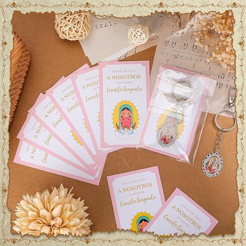 24 Sets Lady of Guadalupe Keychains and Cards Gifts Baptism Favors for Guests Religious Catholic Virgen de Guadalupe Keychain First Communion Gift Recuerdos De Bautizo Christening in Saudi Arabia