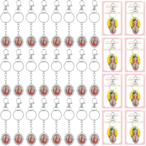 24 Sets Lady of Guadalupe Keychains and Cards Gifts Baptism Favors for Guests Religious Catholic Virgen de Guadalupe Keychain First Communion Gift Recuerdos De Bautizo Christening in Saudi Arabia