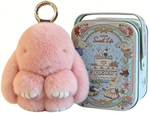 سلسلة مفاتيح لطيفة على شكل أرنب منفوش، سحر أرنب محشو من القطيفة الناعمة، مثالية للمفاتيح وحقائب الظهر وهدايا عيد الفصح/عيد الميلاد in Kuwait