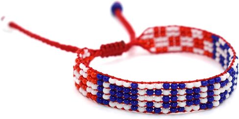 Croatia Flag Bracelet - Croatian Pride Bracelet - Adjustable Red, White & Blue Jewerly for Men & Women - Croatian Heritage - Handmade - Premium Czech Beads - Travel Souvenir & Gift in Saudi Arabia