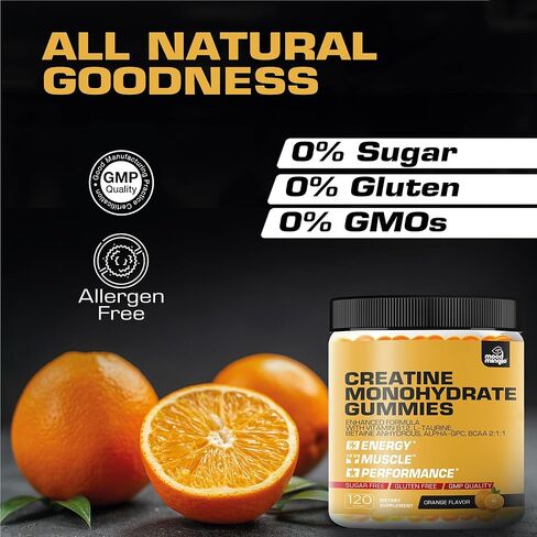 كرياتين مونوهيدرات 5 جم للرجال والنساء - مكمل نباتي خالي من السكر وقابل للمضغ - تركيبة محسنة مع فيتامين ب12 ول-تورين بيتين لا مائي ألفا-جي بي سي BCAA 2:1:1 in Kuwait