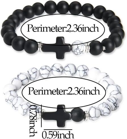 yaozeio Couples Bracelets for Him and Her Wife Husband Anniversary Valentines Gifts for Boyfriend Girlfriend Best Friend Birthday Gift Cross Bracelet for Women Men Natural Stones Bracelets Set for 2 in Saudi Arabia