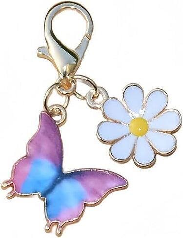 1 X Butterfly & Daisy Keychain Indie Aesthetic Key Ring DIY Car Keys Accessories, Tote Bag Charms, Handbag Pendant Ornament in Saudi Arabia