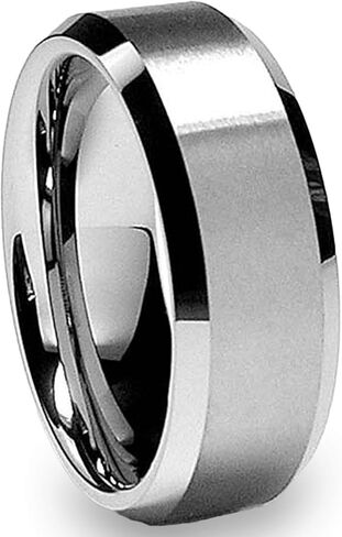Metal Masters 8MM High Polish/Matte Finish Men's Tungsten Ring Wedding Band Sizes 6 to 15 in Kuwait