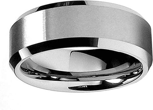 Metal Masters 8MM High Polish/Matte Finish Men's Tungsten Ring Wedding Band Sizes 6 to 15 in Kuwait