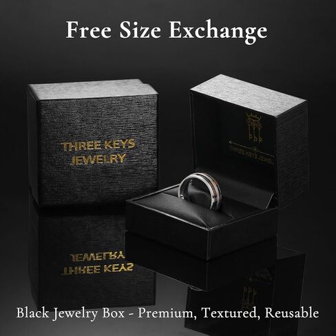 THREE KEYS JEWELRY خاتم زفاف من الفولاذ المقاوم للصدأ 316L مع ترصيع من الخشب الطبيعي in Kuwait