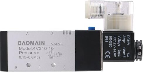 Baomain Pneumatic Solenoid Air Valve 4V310-10 AC110V 5 Way 2 Position PT3/8" Internally Piloted Acting Type Single Electrical Control in Saudi Arabia
