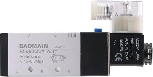 Baomain Pneumatic Solenoid Air Valve 4V310-10 AC110V 5 Way 2 Position PT3/8" Internally Piloted Acting Type Single Electrical Control in Saudi Arabia