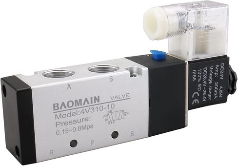 Baomain Pneumatic Solenoid Air Valve 4V310-10 AC110V 5 Way 2 Position PT3/8" Internally Piloted Acting Type Single Electrical Control in Saudi Arabia
