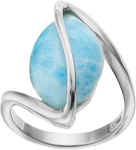 Beaux Bijoux Sterling Silver Oval Larimar Twisted Ring in Saudi Arabia